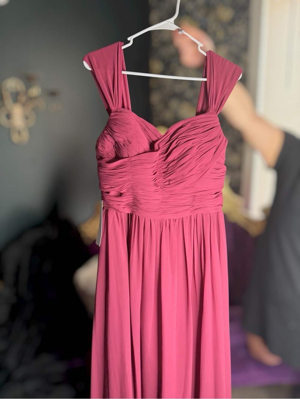 Azazie mulberry Ruched Chiffon Bridesmaid Dress size 12